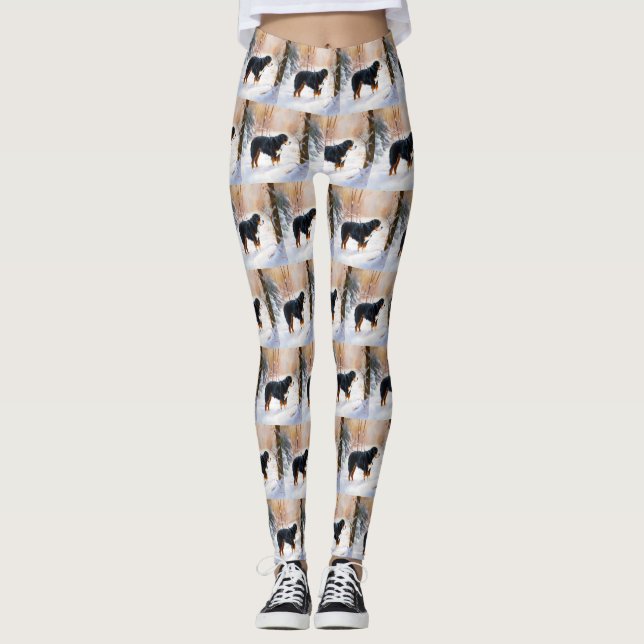 Bernese Mountain Let It Snow Weihnachten Leggings (Vorderseite)