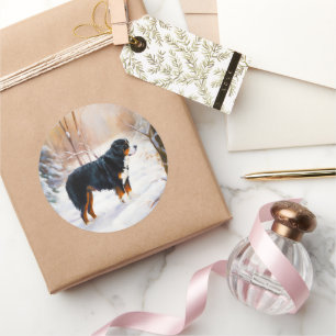 Bernese Mountain Let It Snow Weihnachten Runder Aufkleber