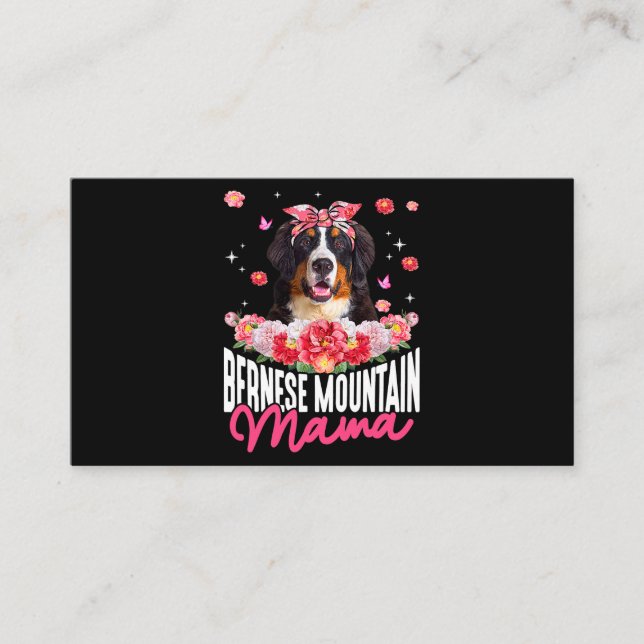 Bernese Mountain Mama Blume Bandana Dog Lover Mot Visitenkarte (Vorderseite)
