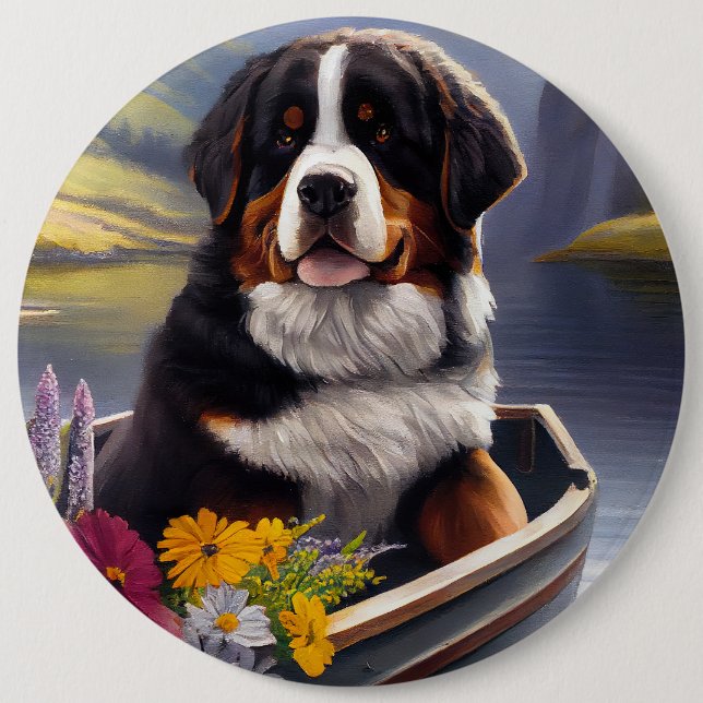 Bernese Mountain on a Paddle: Ein Landschaftliches Button (Vorderseite)