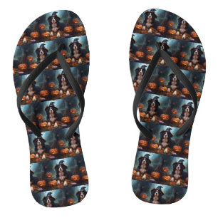 Bernese Mountain Pumpkins Halloween Beängstigend Flip Flops