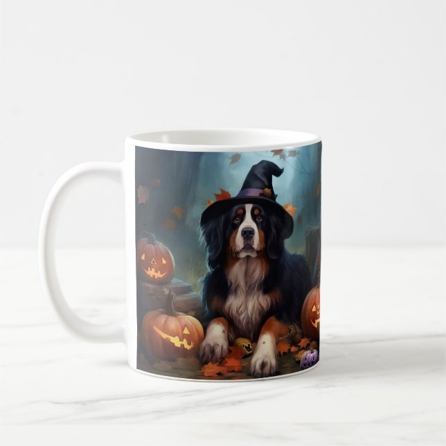 Bernese Mountain Pumpkins Halloween Beängstigend Kaffeetasse (Links)