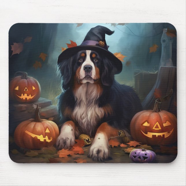 Bernese Mountain Pumpkins Halloween Beängstigend Mousepad (Vorne)
