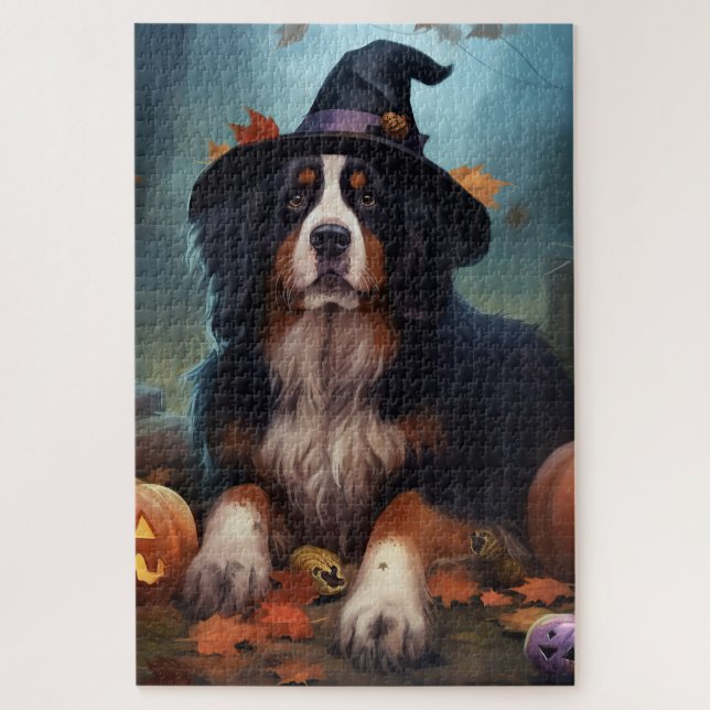 Bernese Mountain Pumpkins Halloween Beängstigend Puzzle (Vertikal)