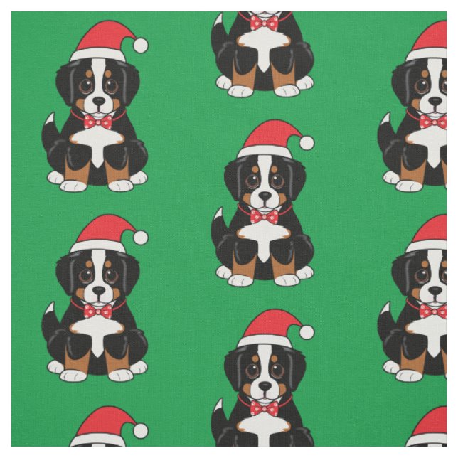 Bernese Mountain Puppy in einer Weihnachtsmannmütz Stoff (Muster)