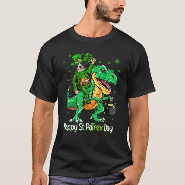 Bernese Mountain Riding Dinosaur Patricks Day Sham T-Shirt (Vorderseite)