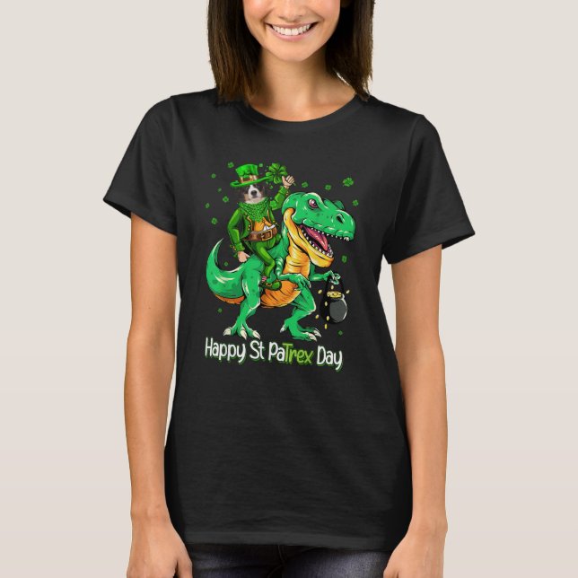 Bernese Mountain Riding Dinosaur Patricks Day Sham T-Shirt (Vorderseite)