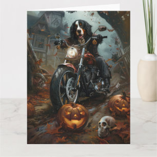 Bernese Mountain Riding Motorrad Halloween Beängst Karte