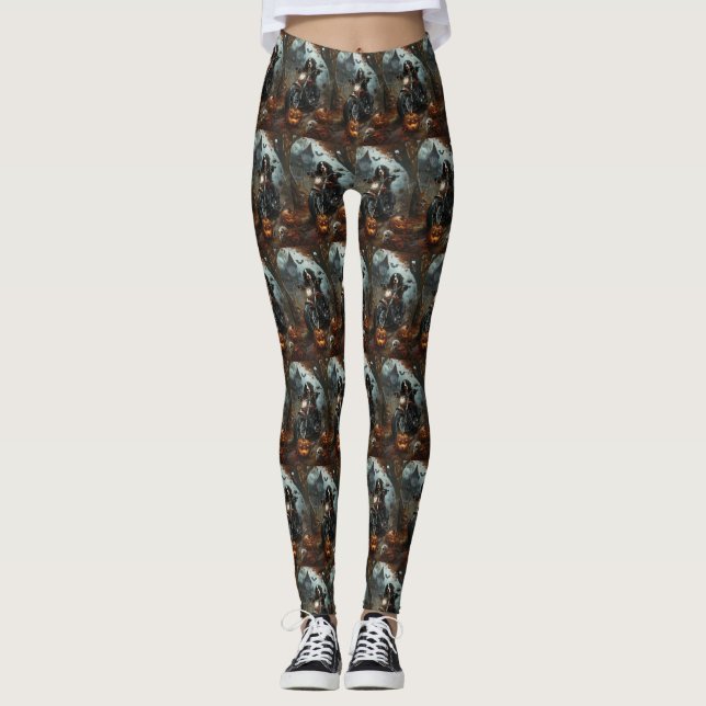 Bernese Mountain Riding Motorrad Halloween Beängst Leggings (Vorderseite)