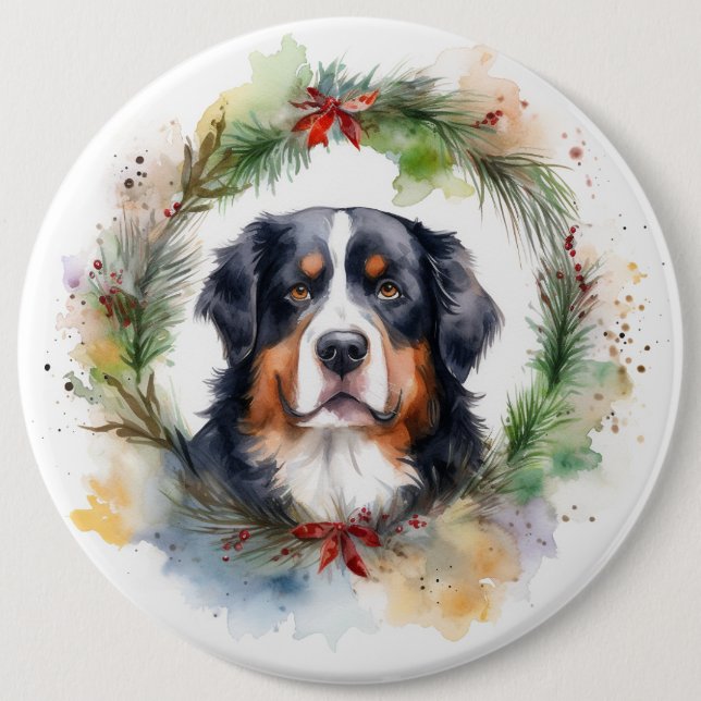 Bernese Mountain Weihnachtsfest Papa Button (Vorderseite)