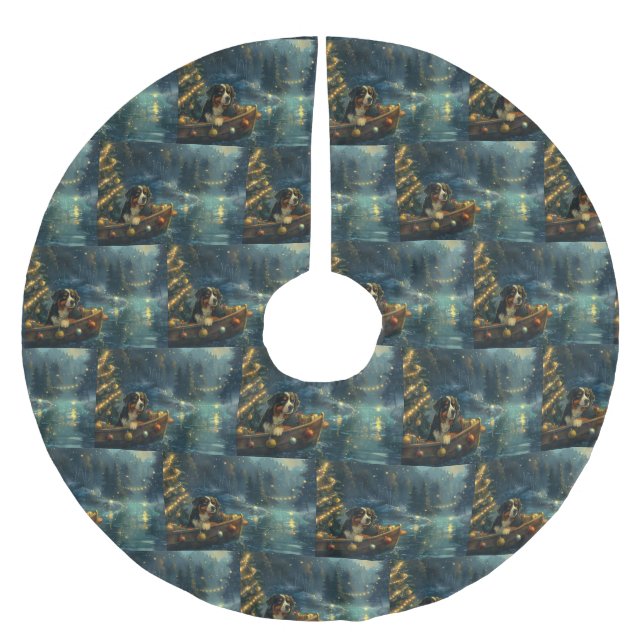 Bernese Mountain Weihnachtsfest Reise Polyester Weihnachtsbaumdecke (Vorderseite)