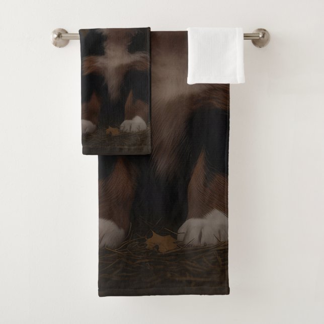 Bernese Mountain Welpe Herbst Kürbiskugel Badhandtuch Set (Insitu)