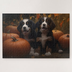 Bernese Mountain Welpe Herbst Kürbiskugel Puzzle