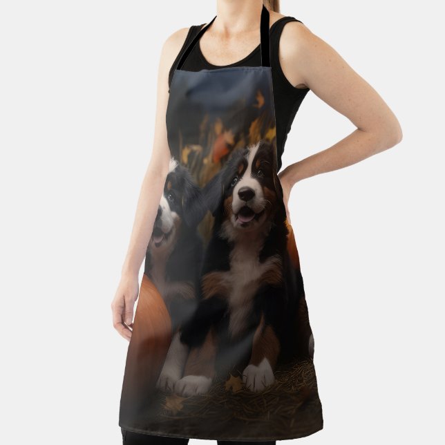 Bernese Mountain Welpe Herbst Kürbiskugel Schürze (InSitu)