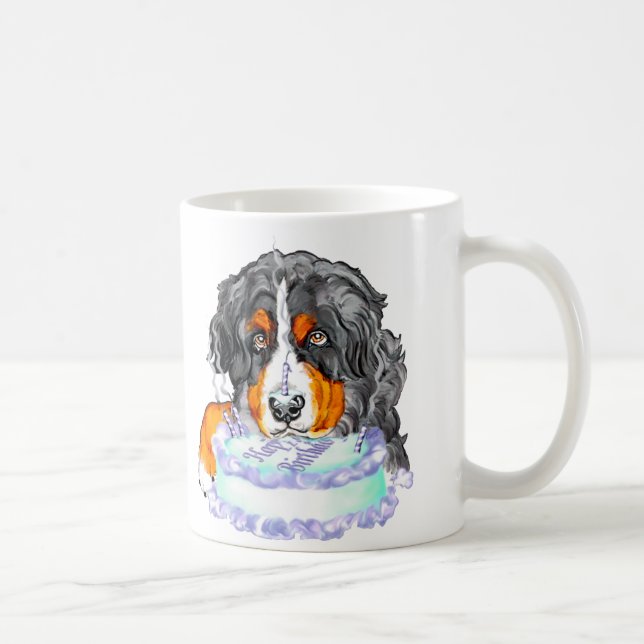 Bernese Mt Dog Cake Face Birthday Tasse (Rechts)
