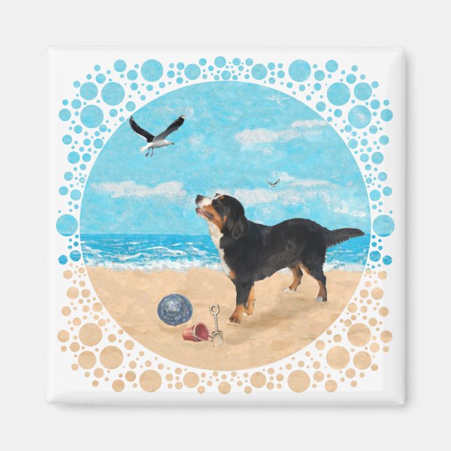 Bernese Mt. Hund am Strand Magnet (Vorne)