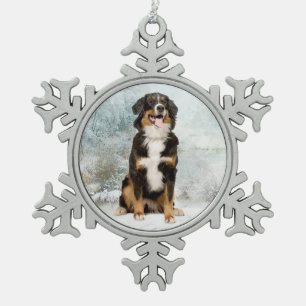 Bernese Mt. Hund Weihnachtsschmuck Schneeflocken Zinn-Ornament