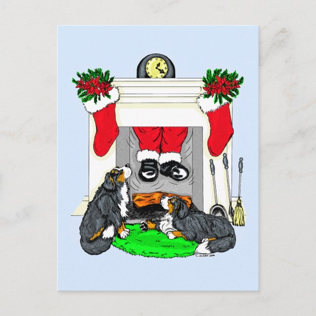 Bernese Mt Hundesankt-Tropfen herein Feiertagspostkarte (Vorderseite)