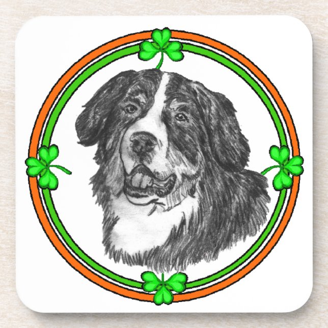 Bernese Mtn Dog St Patricks Getränkeuntersetzer (Vorderseite)