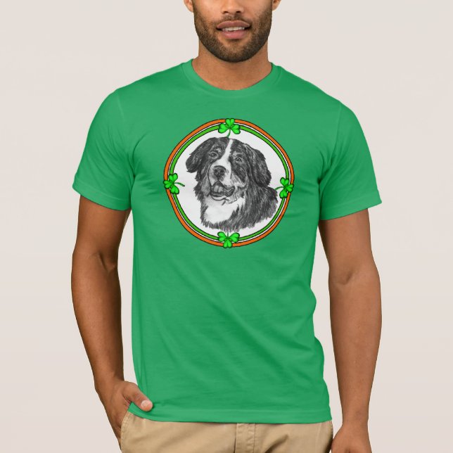 Bernese Mtn Dog St Patricks T-Shirt (Vorderseite)