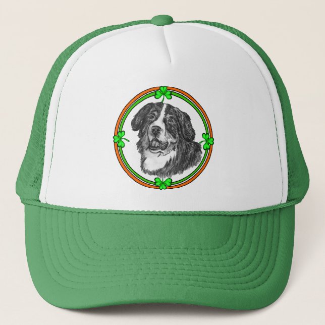 Bernese Mtn Dog St Patricks Truckerkappe (Vorderseite)