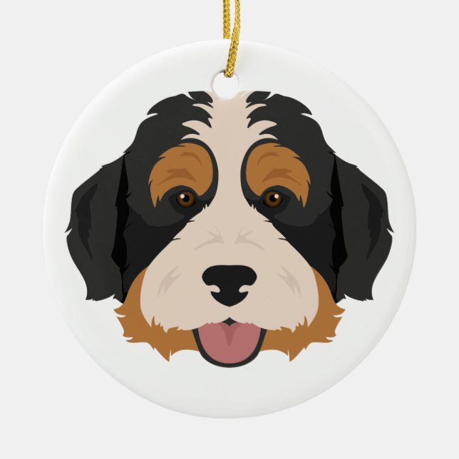 Bernese Poodle mix, Bernedoodle Weihnachtsschmuck (Vorne)