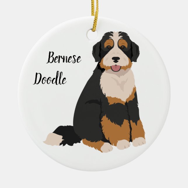 Bernese Poodle mix, Bernedoodle Weihnachtsschmuck (Vorne)