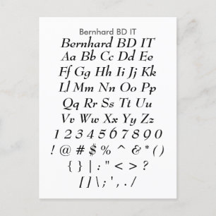 Bernhard BD IT - Zazzle Schriftart Sampler Sheet Postkarte
