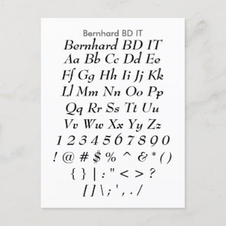 Bernhard BD IT - Zazzle Schriftart Sampler Sheet Postkarte