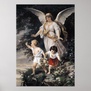 Bernhard Plockhorst - The Guardian Angel Print Poster