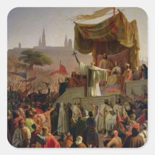 Bernhardiner, der den zweiten Kreuzzug predigt Quadratischer Aufkleber