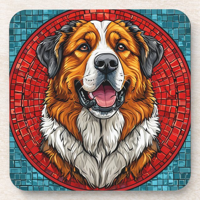 Bernhardiner Hund Getränkeuntersetzer (Vorderseite)