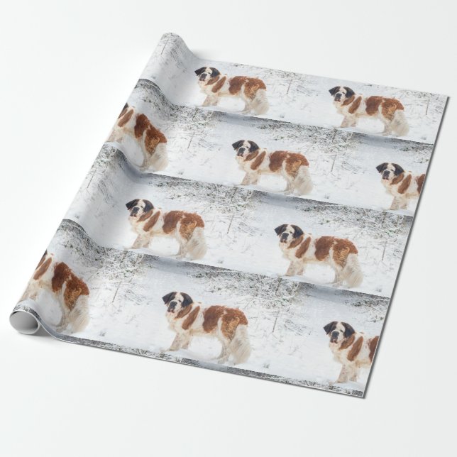Bernhardiner-Hundweihnachtsverpackung Geschenkpapier (Ungerollt)