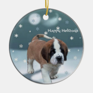 Bernhardiner-Weihnachtsbaum-Verzierungen Keramik Ornament