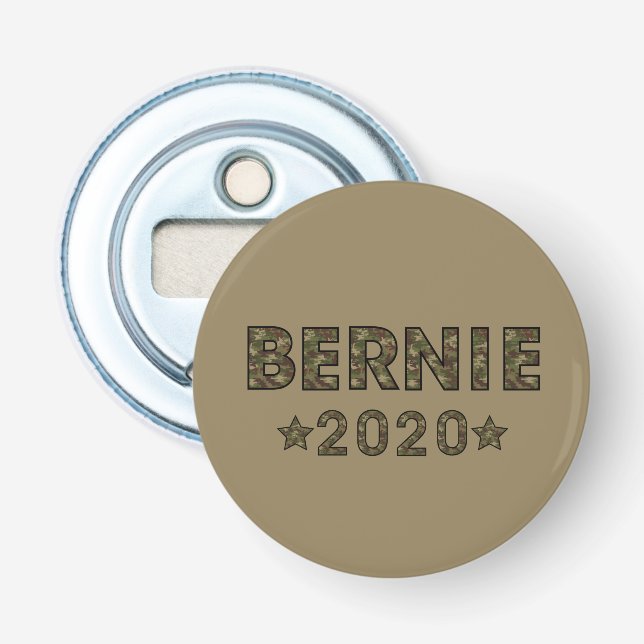 Bernie 2020 Camouflage Election Brown Flaschenöffner (Vorderseite)