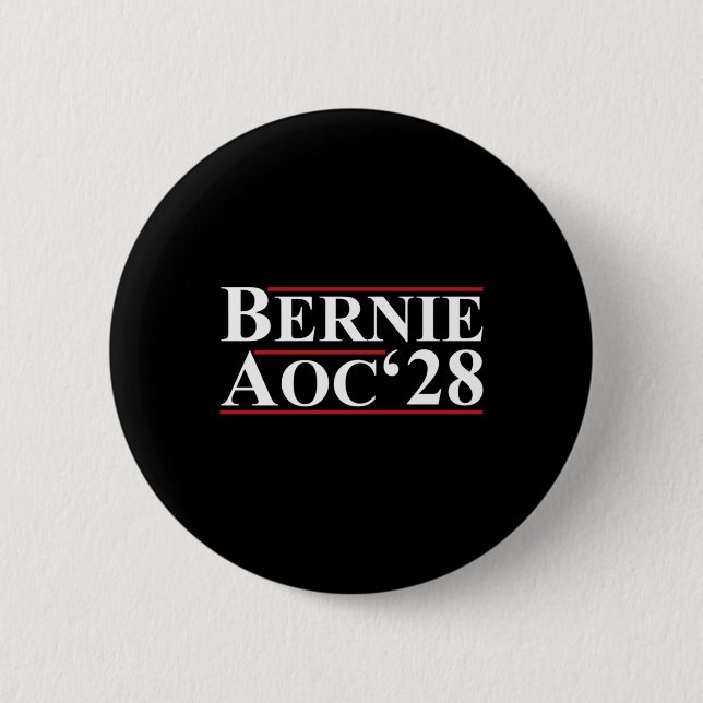 Bernie Aoc 2028 Bernie Sanders Alexandria Cortez Button (Vorderseite)