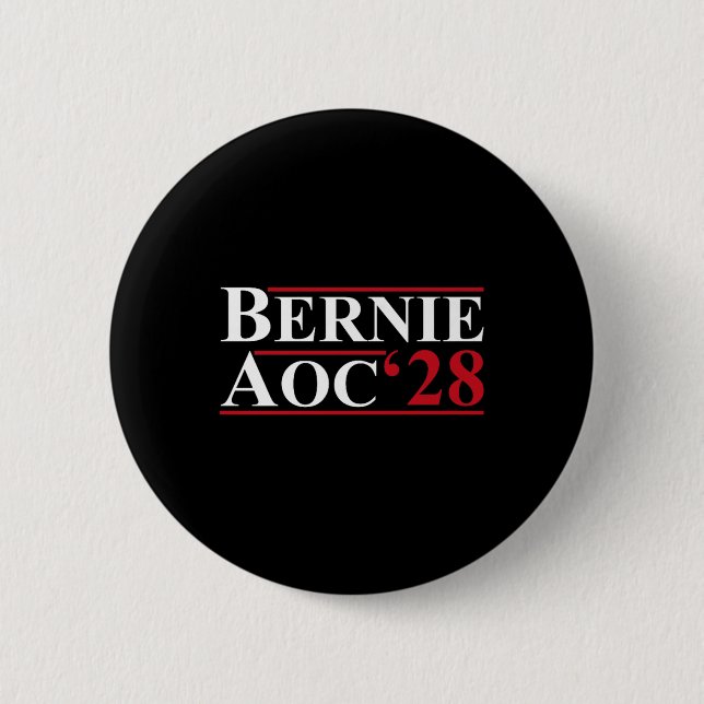 Bernie Aoc 2028 Bernie Sanders Alexandria Cortez Button (Vorderseite)