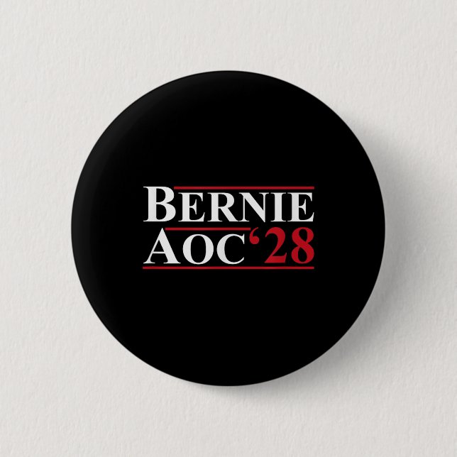 Bernie Aoc 2028 Bernie Sanders Alexandria Cortez Button (Vorderseite)