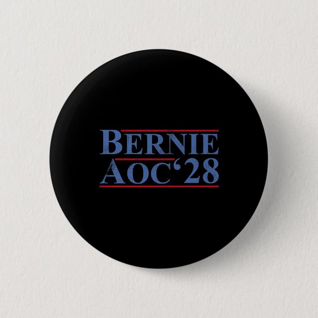 Bernie Aoc 2028 Bernie Sanders Alexandria Cortez Button (Vorderseite)