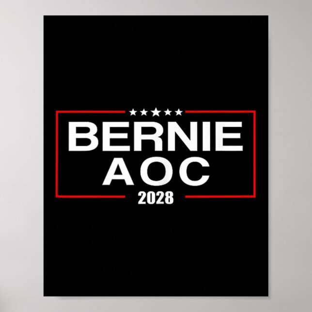 Bernie Aoc 2028 Bernie Sanders Alexandria Cortez Poster (Vorne)