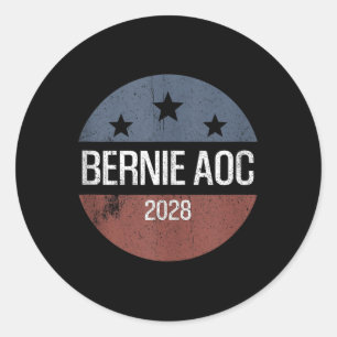 Bernie Aoc 2028 Bernie Sanders Alexandria Cortez Runder Aufkleber