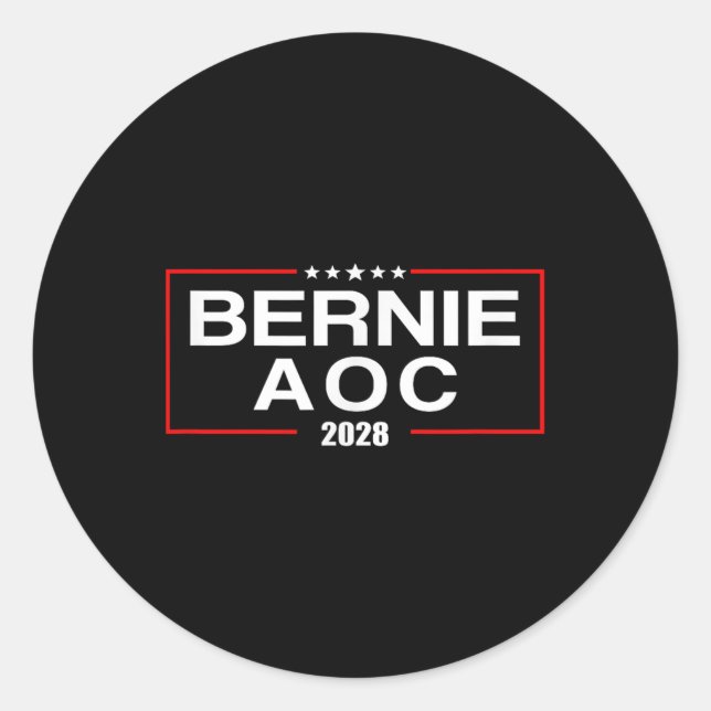 Bernie Aoc 2028 Bernie Sanders Alexandria Cortez Runder Aufkleber (Vorderseite)
