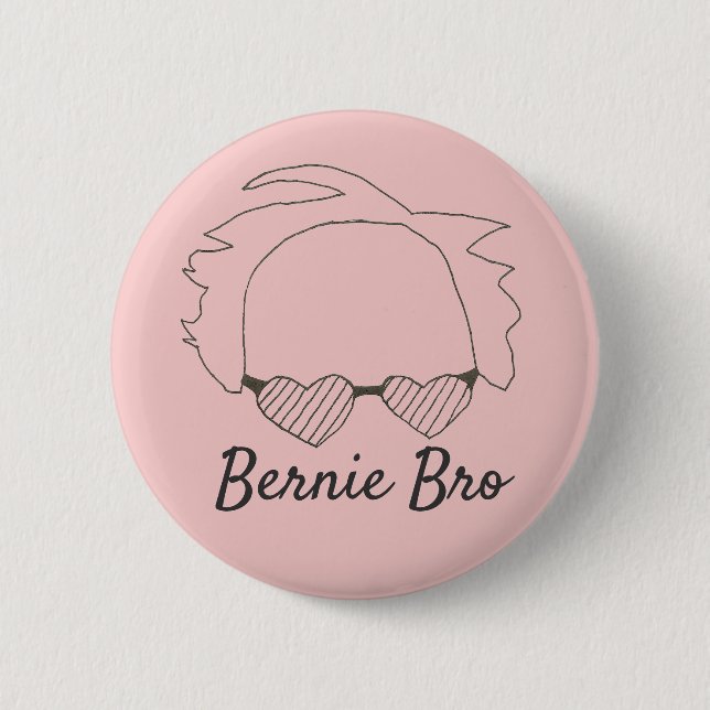 Bernie Bro Bernie Sanders Heart Shaped Glasses Button (Vorderseite)