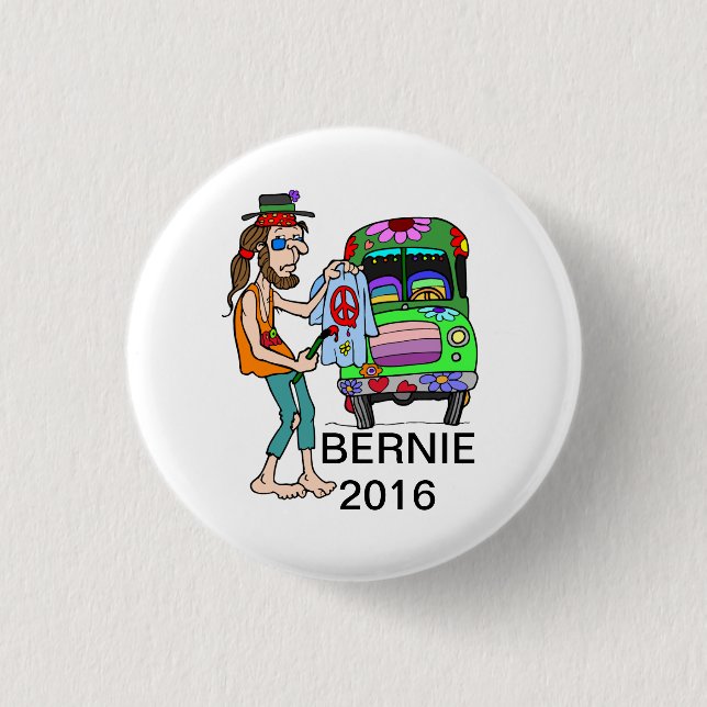 Bernie für Friedenshippie-Kampagnen-Knopf Button (Vorderseite)