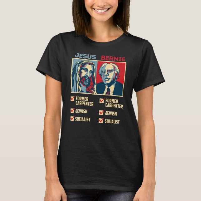 Bernie für Präsident 2020 Jesus Religious T-Shirt (Vorderseite)