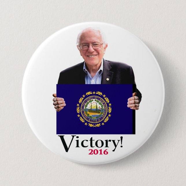 Bernie gewinnt New Hampshire Primary Button (Vorderseite)