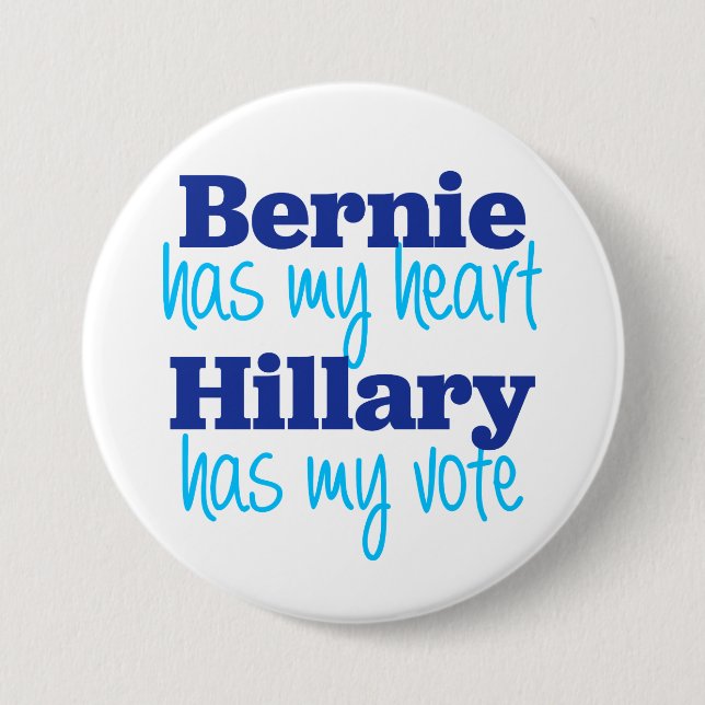 Bernie hat mein Herz, Hillary hat meinen Button (Vorderseite)