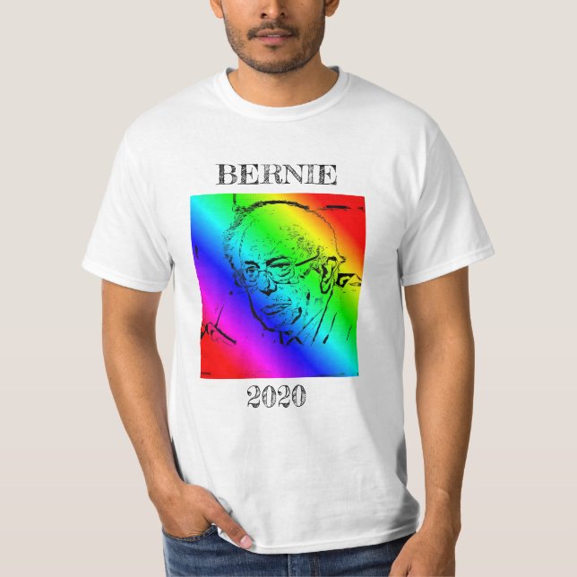 Bernie Sander 2020 Präsidentschaftswahl Rainbow T-Shirt (Vorderseite)