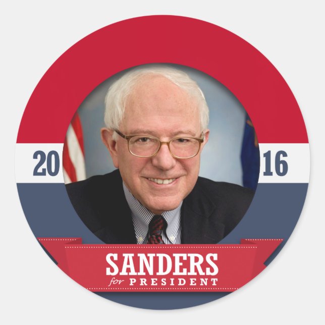 BERNIE SANDERS 2016 RUNDER AUFKLEBER (Vorderseite)