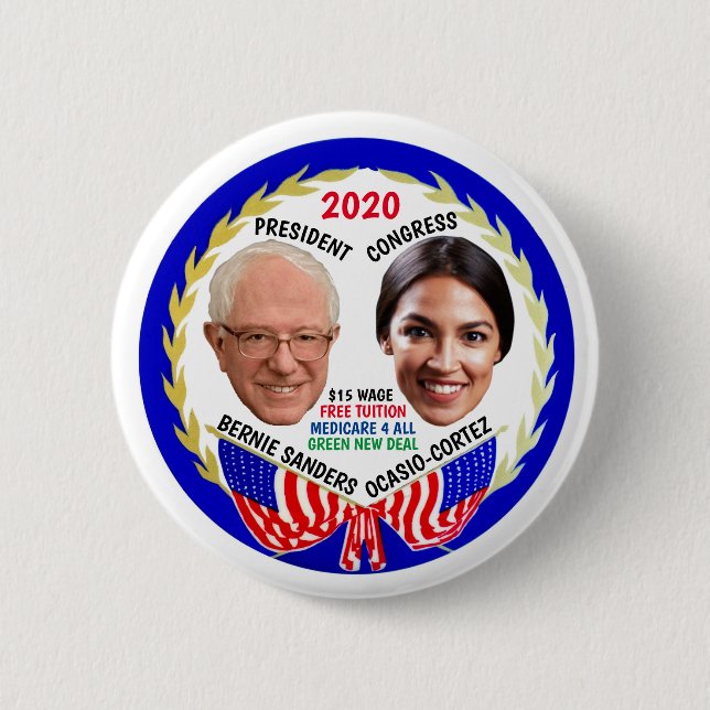 Bernie Sanders / AOC 2020 Button (Vorderseite)